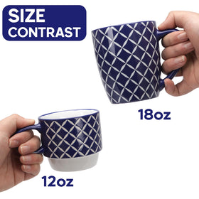 Blue floral Schliersee mug with ample 18 oz capacity for tea or cocoa.