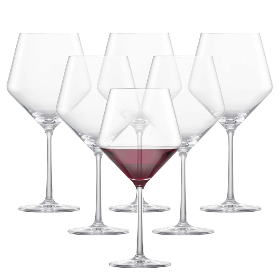 Schott Zwiesel Pure Burgundy wine glass set of six on table enhances red wine experience