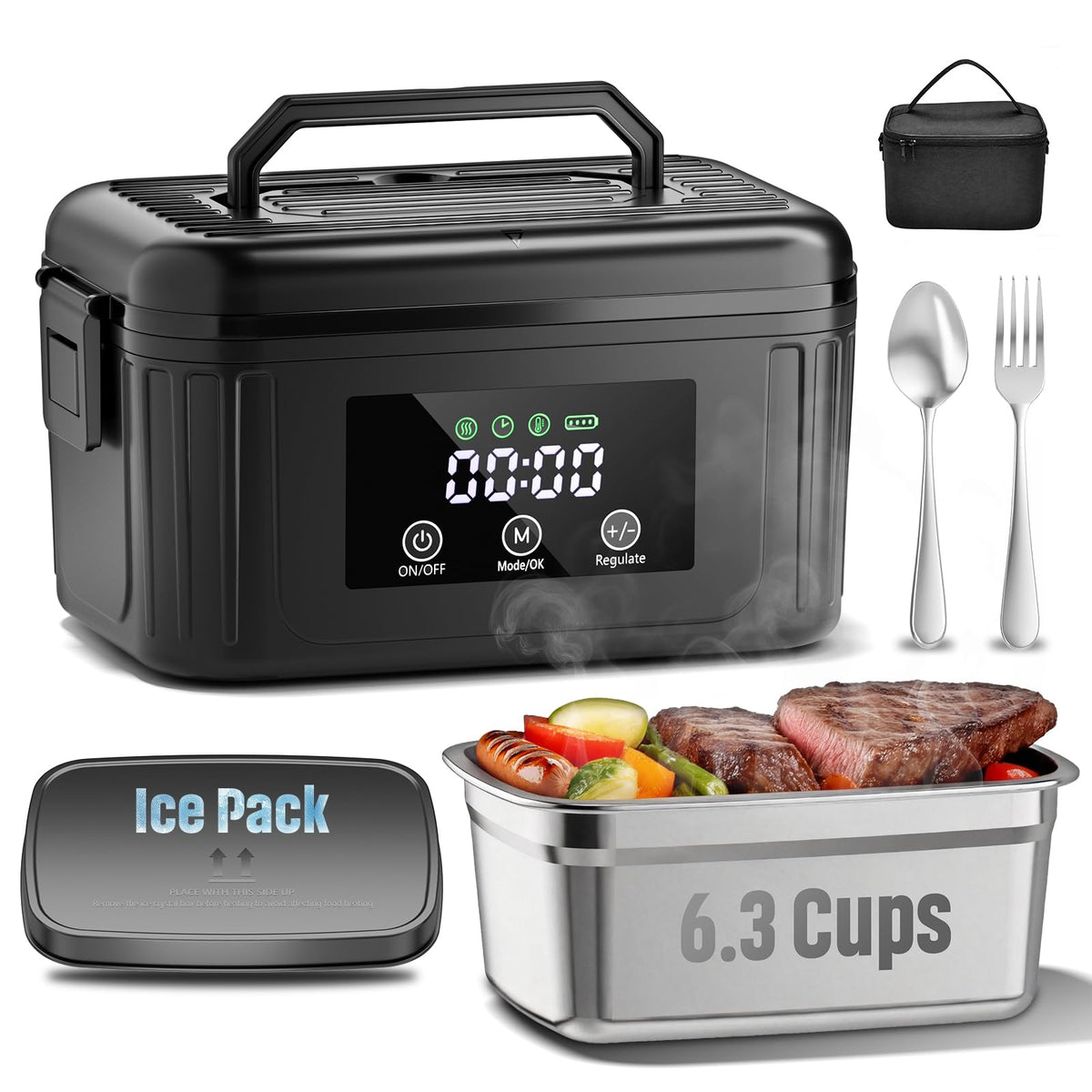 Scudra heated lunch box cordless design for on-the-go hot meals