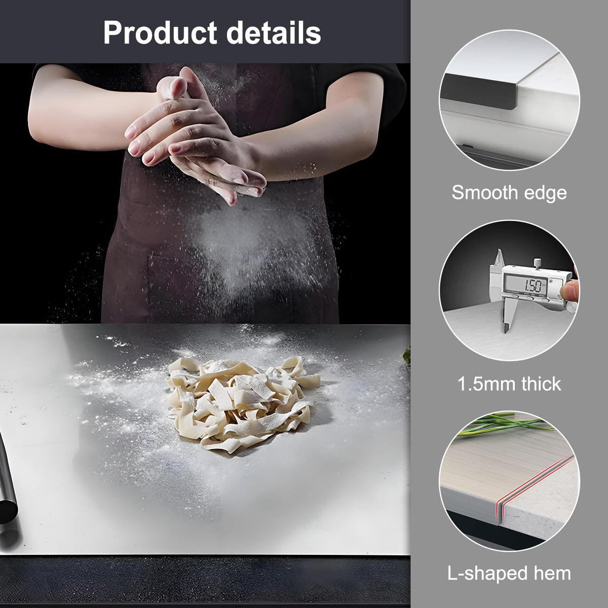 Scyllantric cutting board with wide workspace, accommodates large ingredients and multi-item prep.