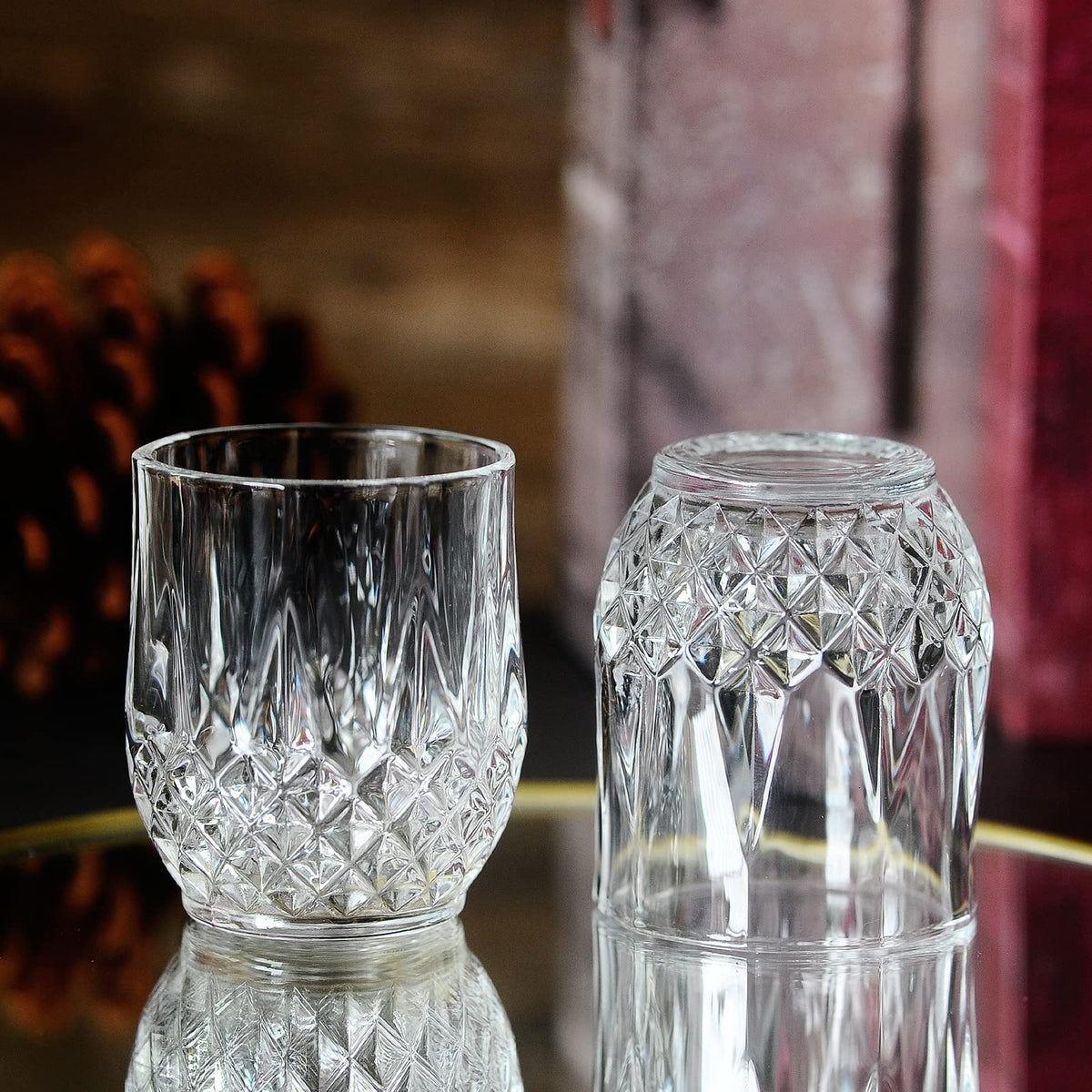 Sdatook diamond-pattern shot glasses, dishwasher-safe for easy cleanup