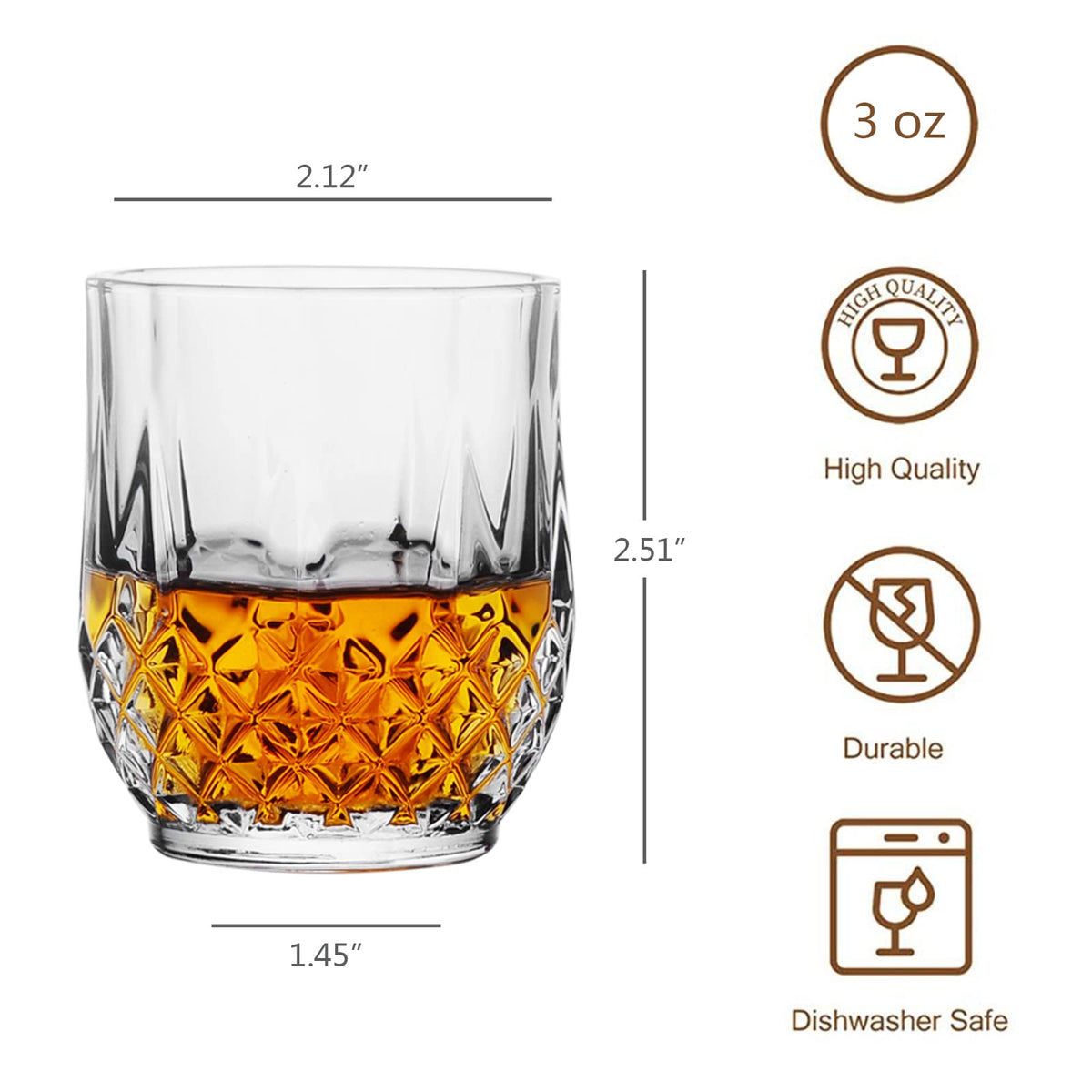 Sdatook tequila shot glass with diamond cut for tasting parties