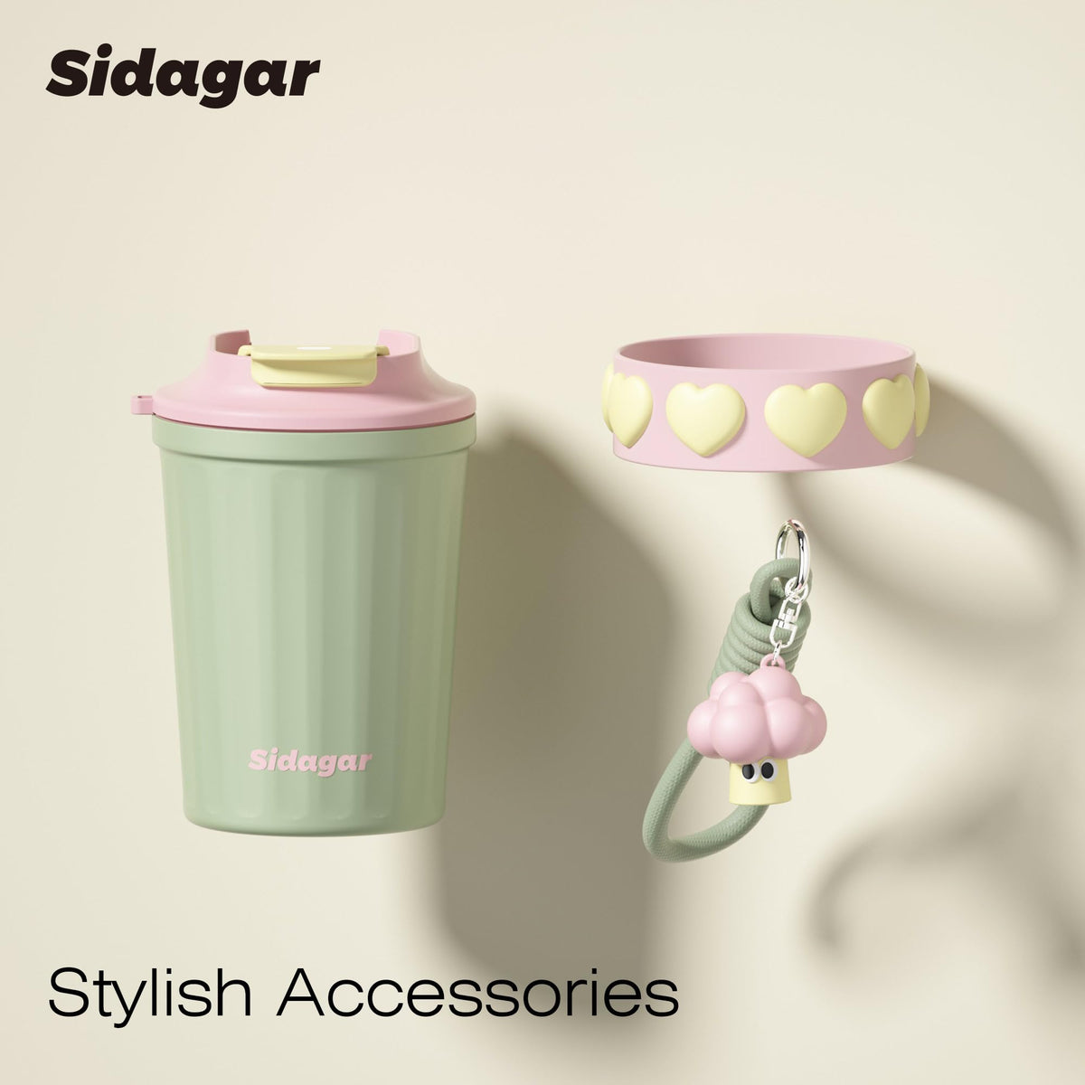 SDGA+ BPA-free mug with portable strap for hands-free carrying