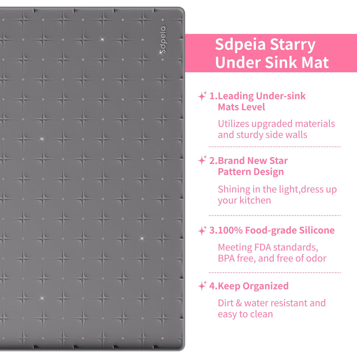 Easy-to-clean Sdpeia mat stays neat with a quick wipe.