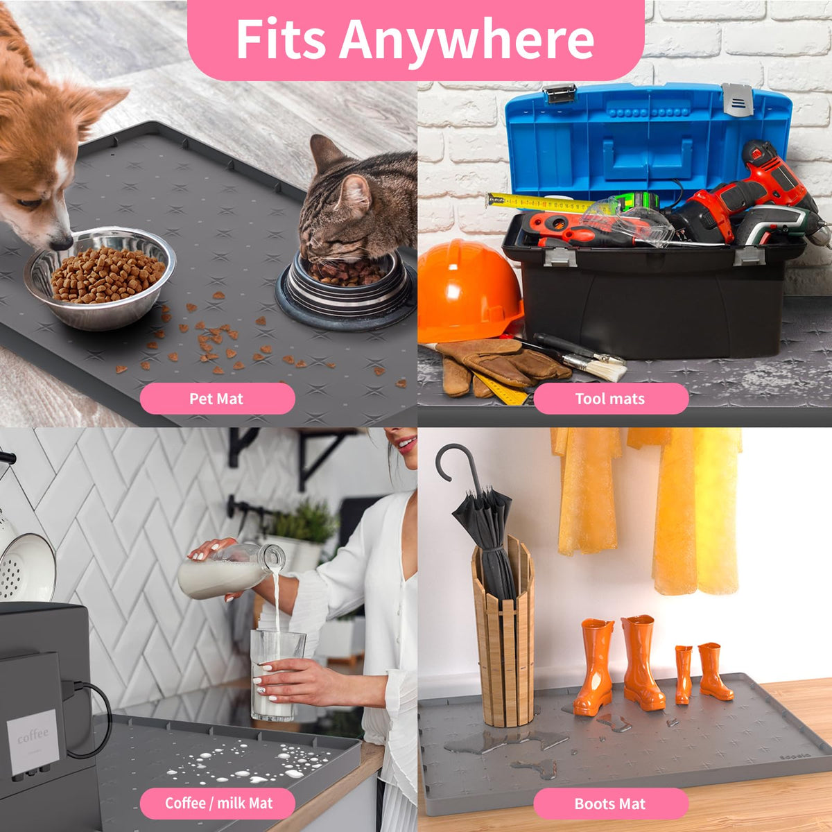 Sdpeia pet mat under-sink uses for feeding and space protection.