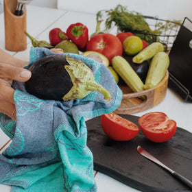 Sea Me At Home garden-themed towels brighten any sink with practicality