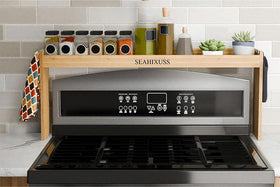 SEAHIXUSS bamboo spice shelf over stove keeps spices accessible and organized