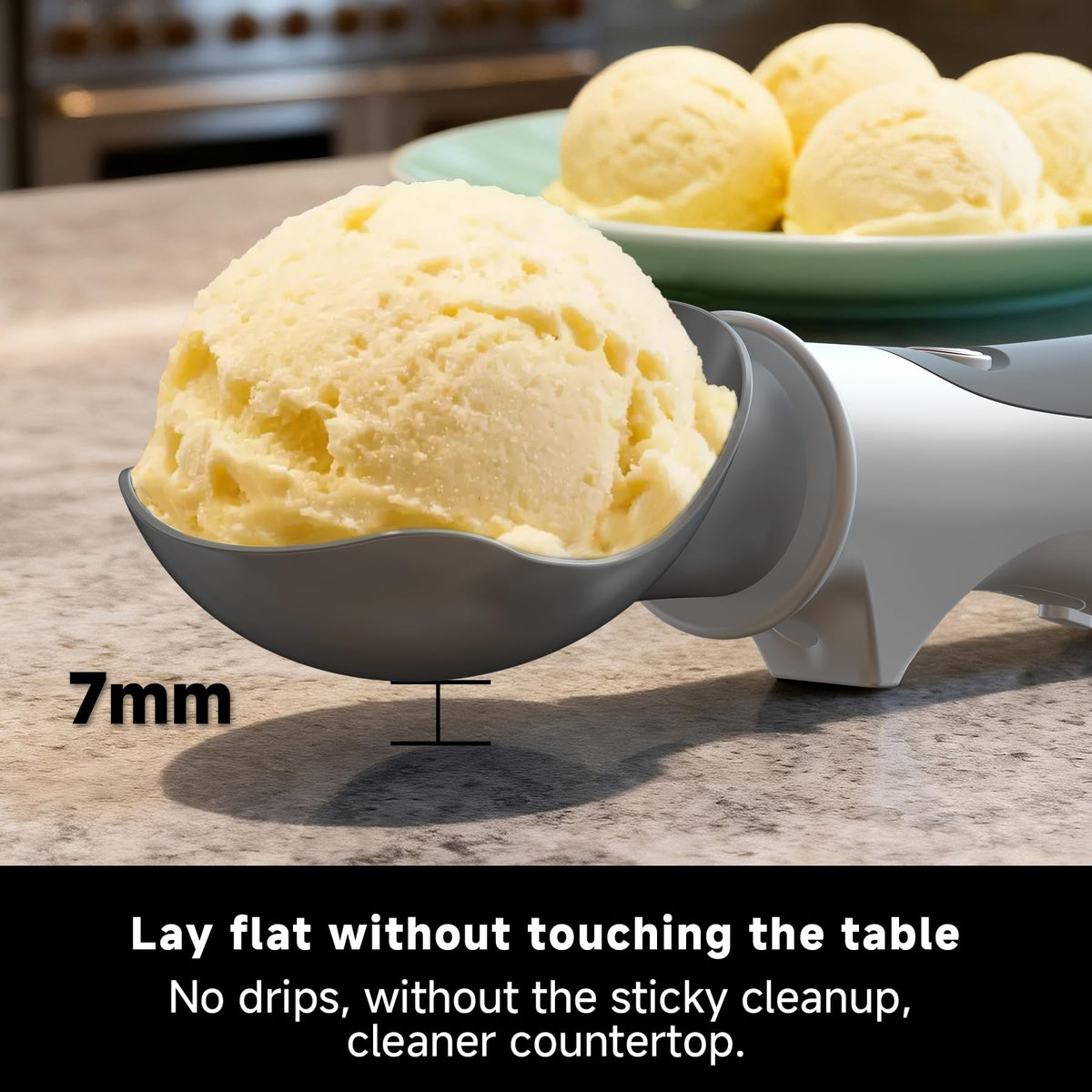 SEAINGO non-stick scoop head ensures clean release from ice cream.