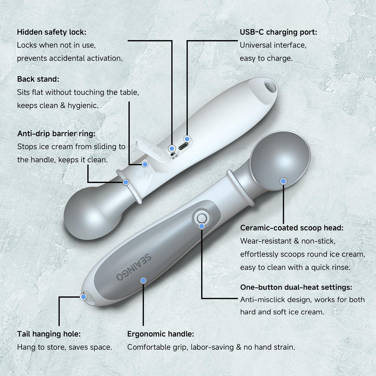SEAINGO portable design with hanging hole for storage.