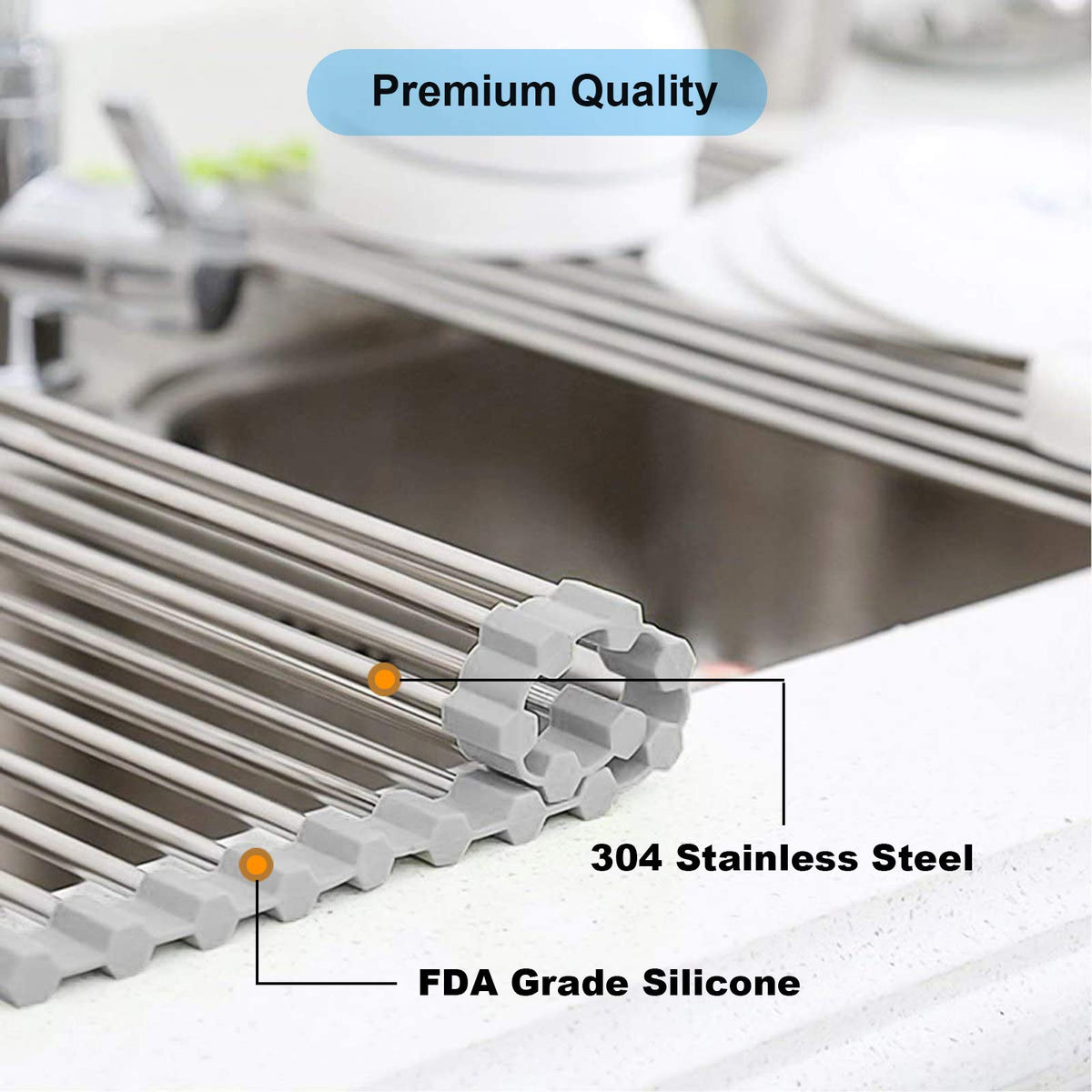 Searik foldable kitchen rack keeps countertops tidy during busy cooking.