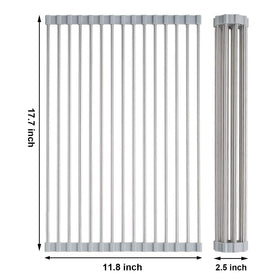 Searik roll-up dish drainer folds flat for easy storage and space saving.
