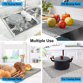 Searik soft silicone edge protects utensils and sinks from scratches.