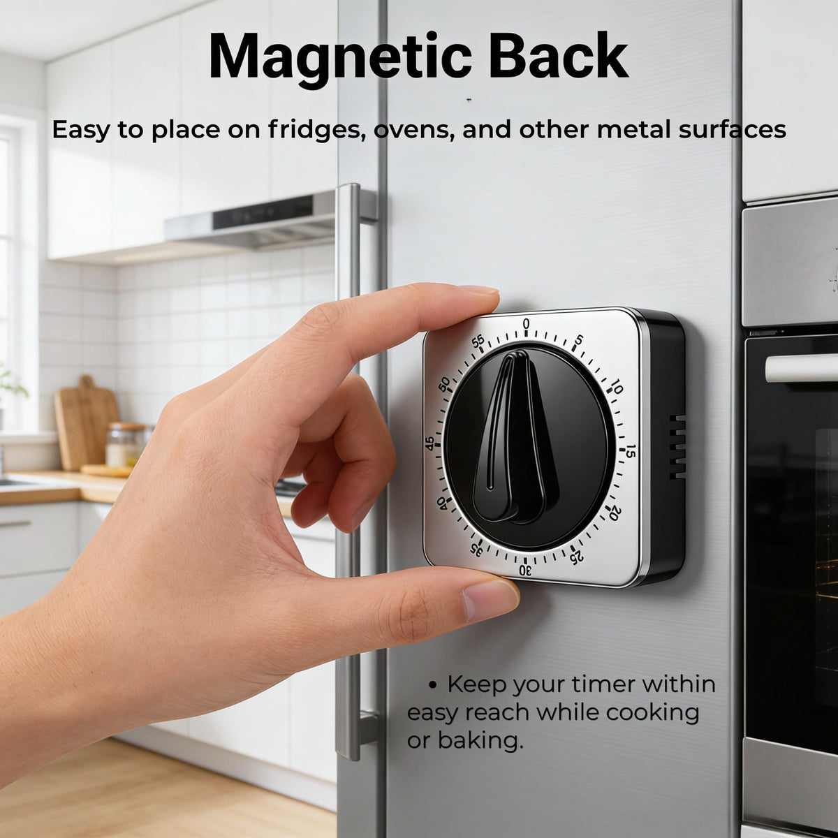 Searon Kitchen Timer compact design fits neatly on counters