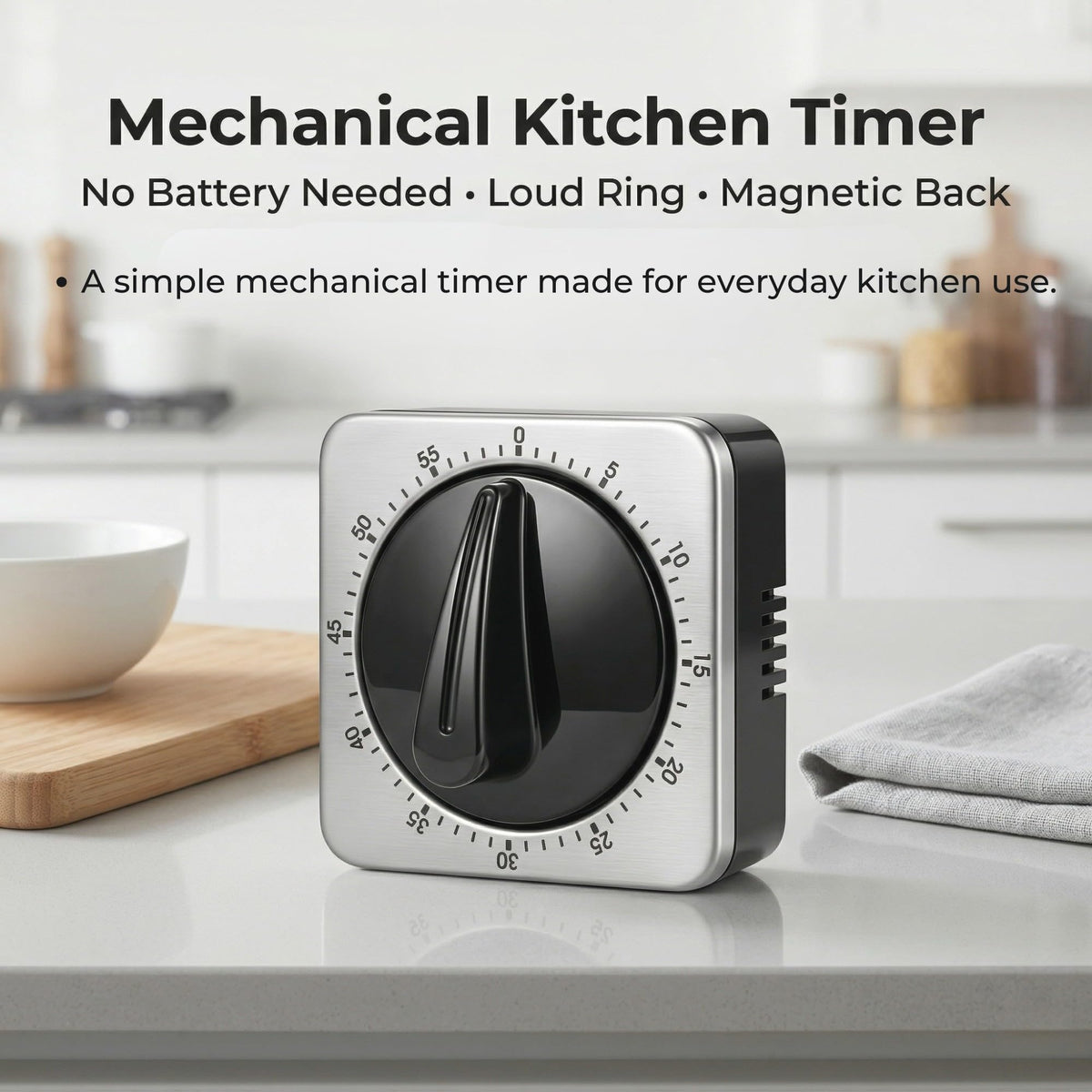 Searon Kitchen Timer magnetic back sticks securely to metal surfaces