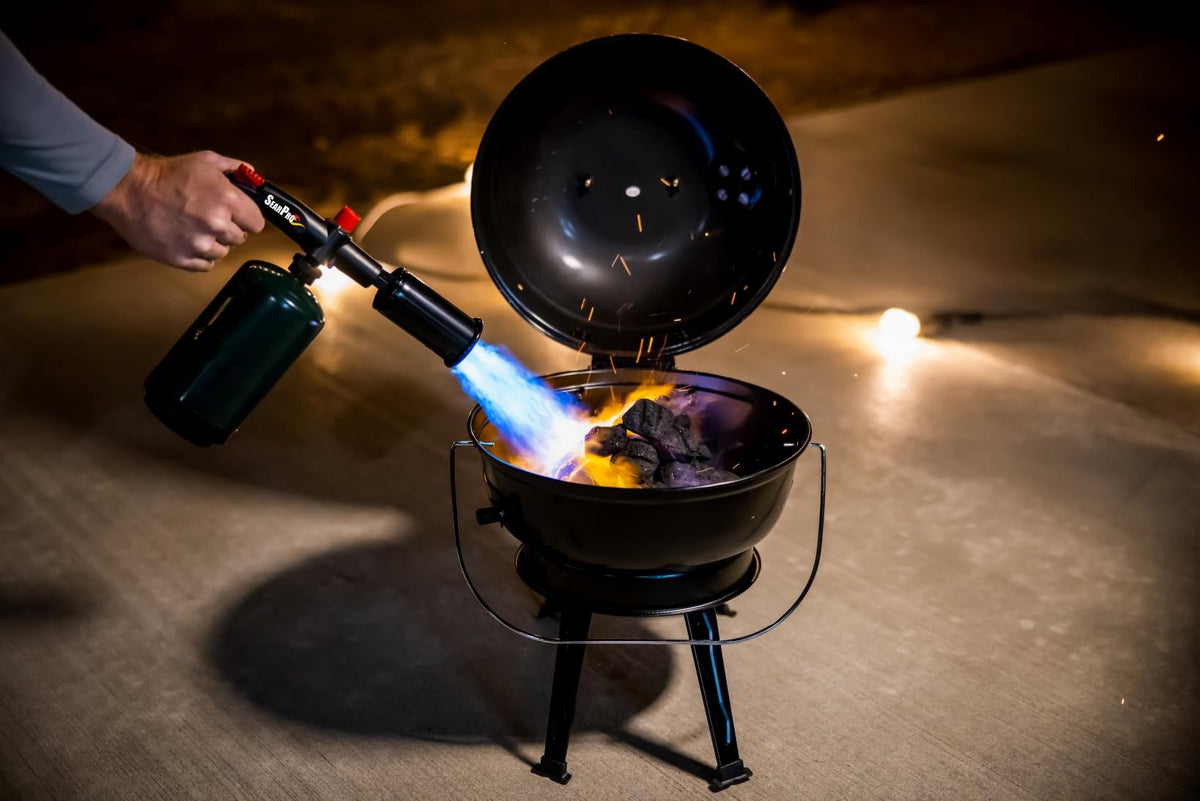 Close-up of flame control knob on SearPro showing adjustable fuel for versatility.