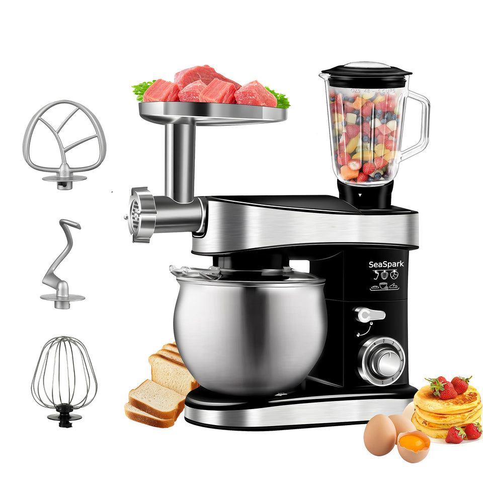 SeaSpark 6-in-1 stand mixer with tilt-head and stainless bowl for versatile home baking.