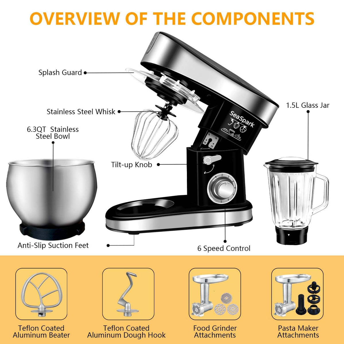 SeaSpark meat grinder attachment expands cooking options for ground meats and sauces.