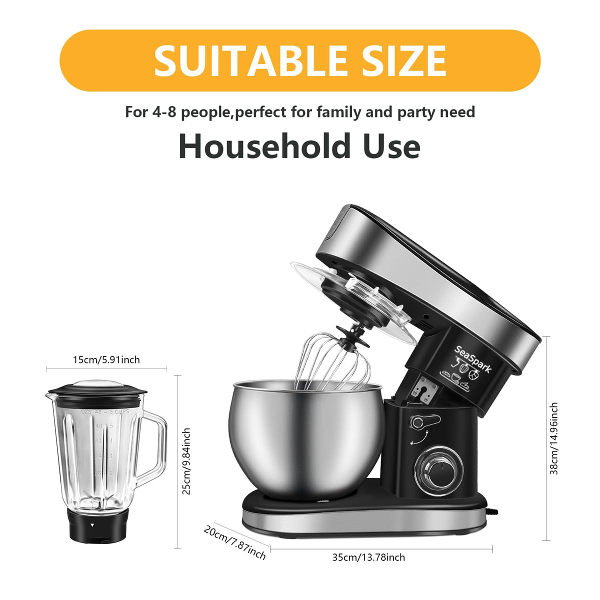 SeaSpark stand mixer dough hook attachment in action for kneading dough smoothly.