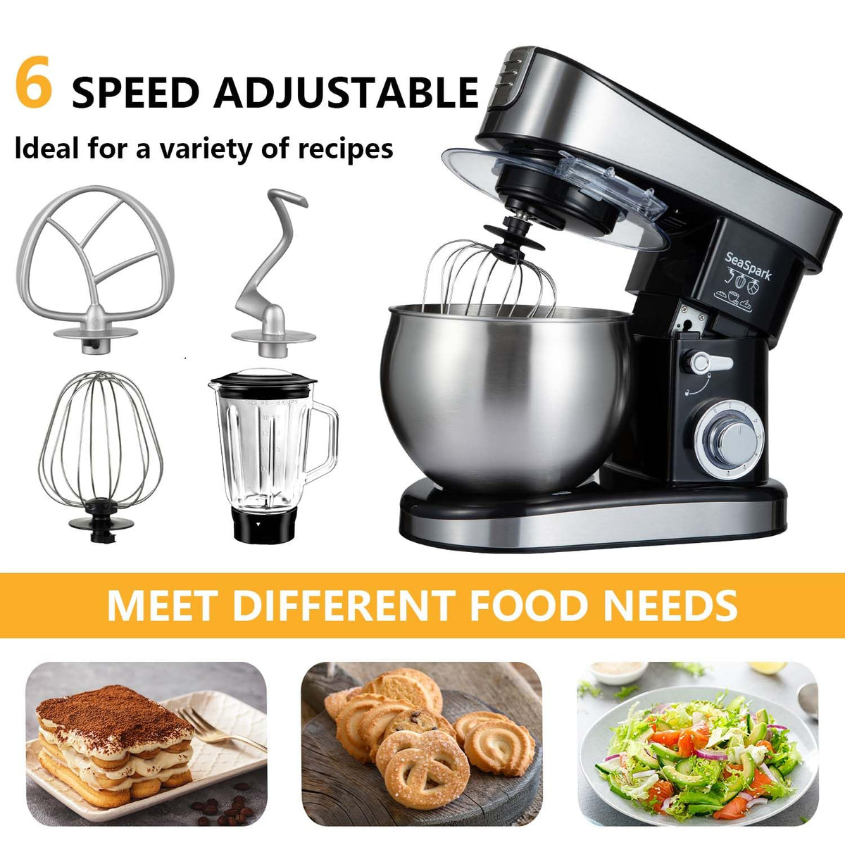 SeaSpark tilt-head design provides easy bowl access during ingredient loading and cleaning.