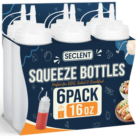 SECLENT 16 oz squeeze bottle with leak-proof cap for mess-free sauces
