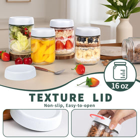 SECLENT 16oz oats jar with lid for overnight oats or yogurt prep