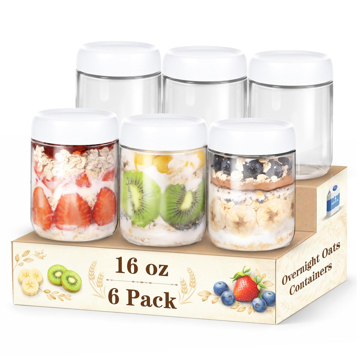 SECLENT 6-pack glass storage jars shown for pantry organization and freshness