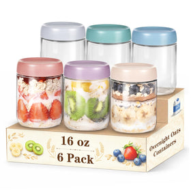 SECLENT overnight oats container 16oz with lid, perfect for meal prep and on-the-go.