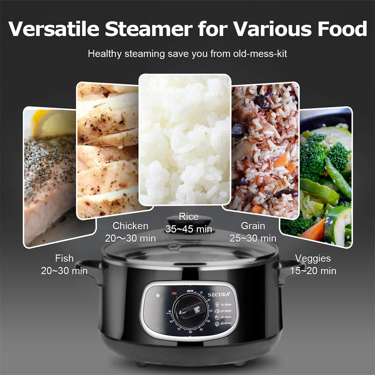 Secura 2 clear water line helps monitor water level during cooking