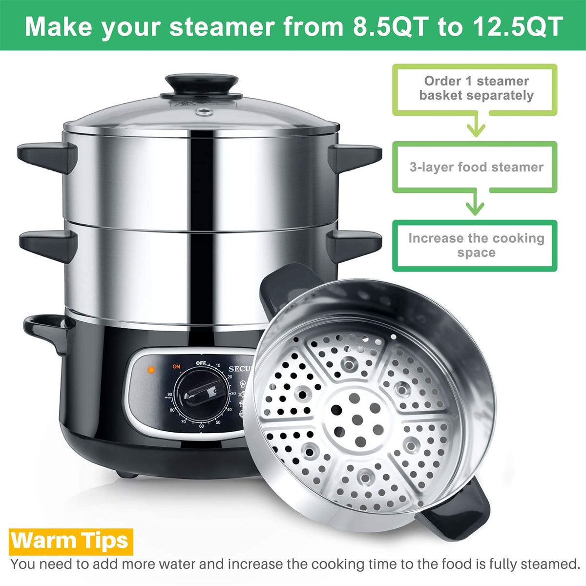 Secura 2 steam vegetables to preserve flavor without added oils