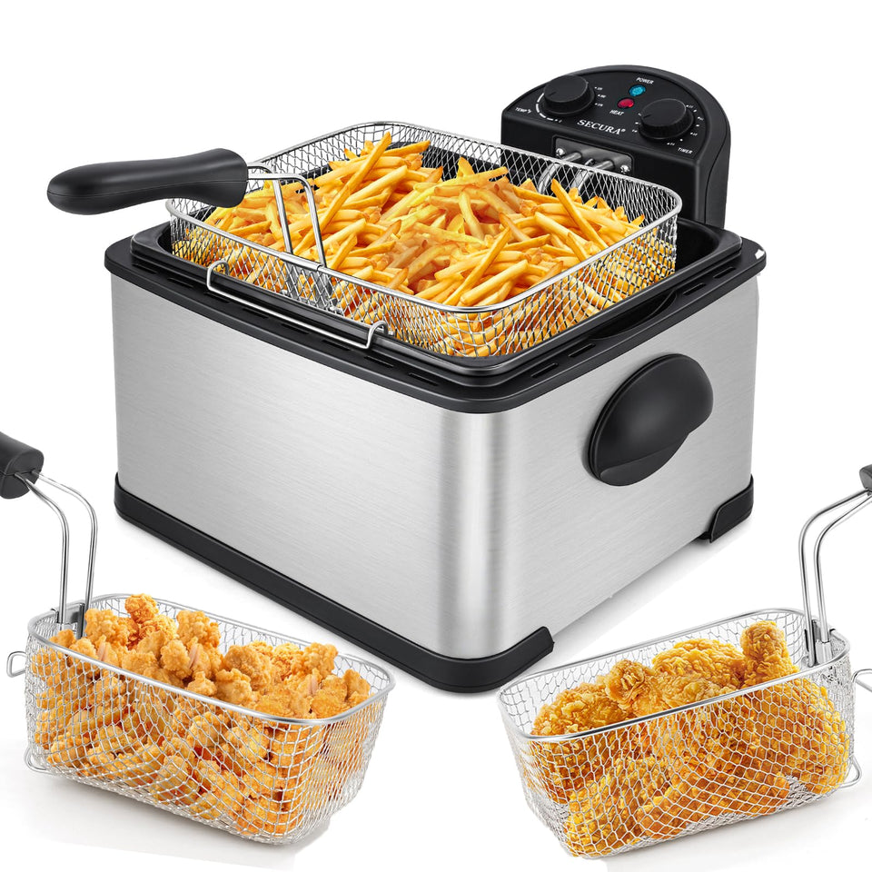 Secura 4L deep fryer control panel aids precise settings for consistent frying.