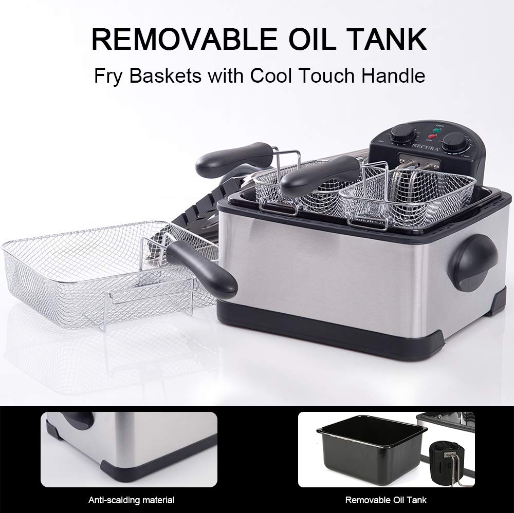 Secura 4L see-through lid window lets you monitor fry progress.