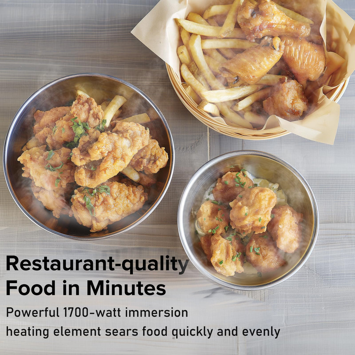 Secura 4L deep fryer adjustable heat control for precise cooking.