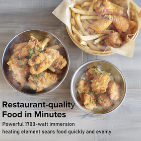 Secura 4L deep fryer adjustable heat control for precise cooking.