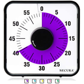 Secura purple 60-minute countdown timer, front view for visual time management in class