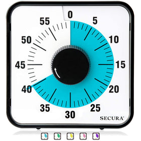 Secura 60-minute timer blue front view for clear time visibility in classrooms or kitchens