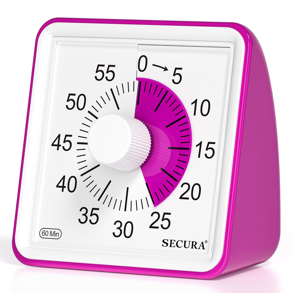 Secura 60-minute timer dial for precise countdown during focused work sessions.
