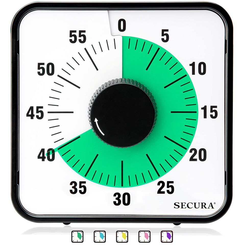 Secura 60-minute timer with oversize green dial for clear classroom time cues