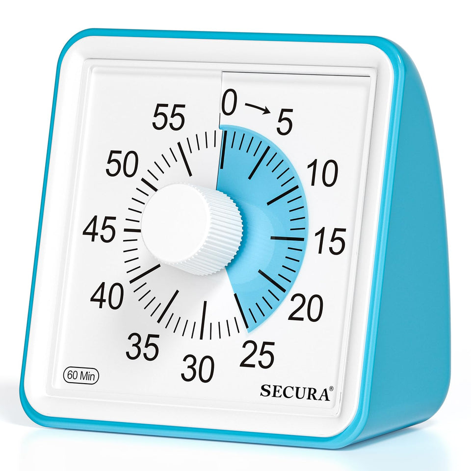 Secura 60-minute visual timer dial shows remaining time for focused work.