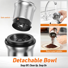 Secura grinder lid view demonstrates clear grind thickness control and visibility.