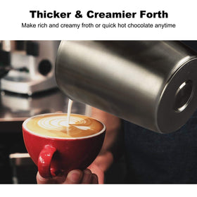 Secura cold-foam option creates smooth foam for iced drinks.