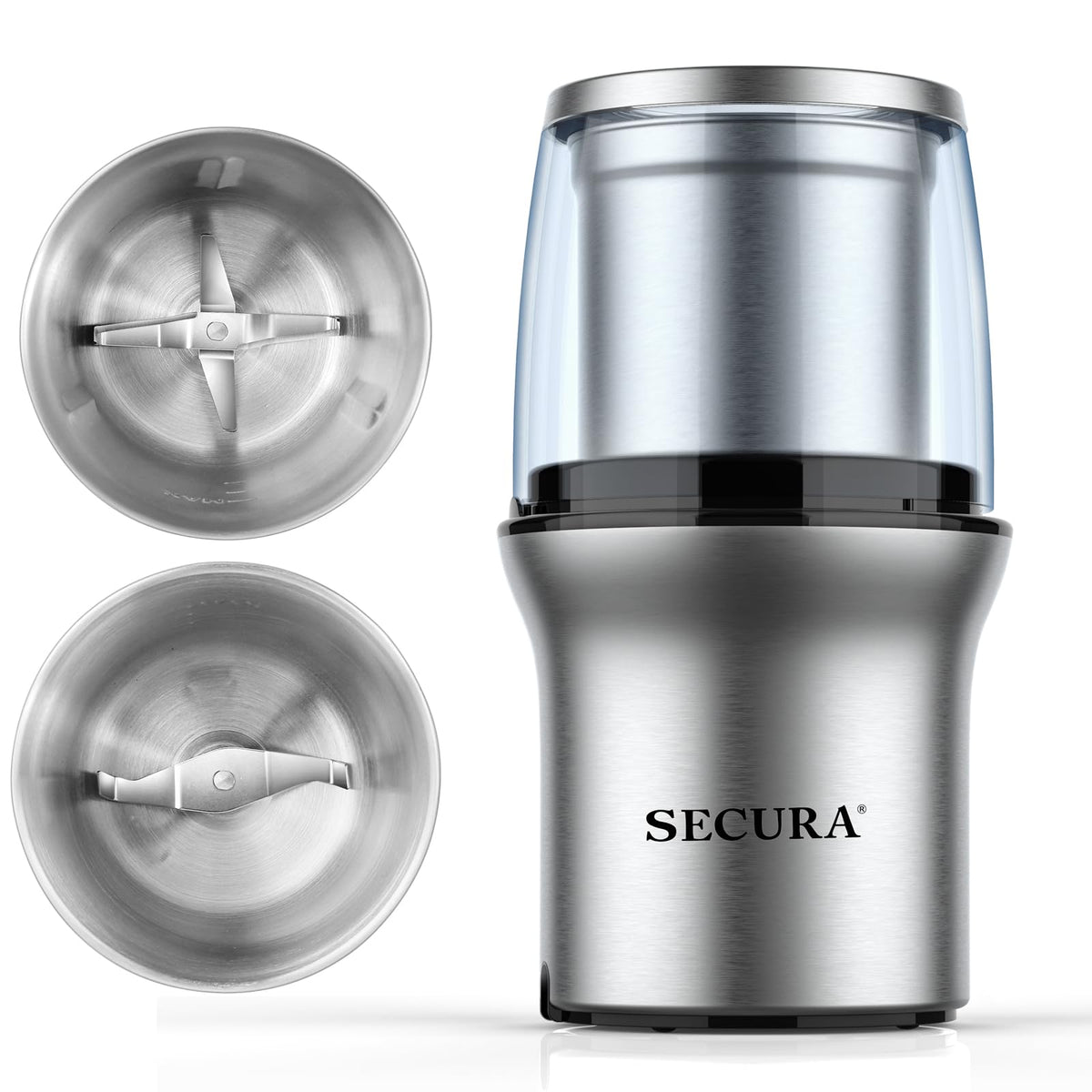 Secura electric grinder blades close-up for precise coffee and spice grinding