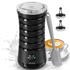 Secura electric milk frother front view for at home barista-style froth.