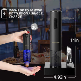Charging base keeps the Secura device powered for parties