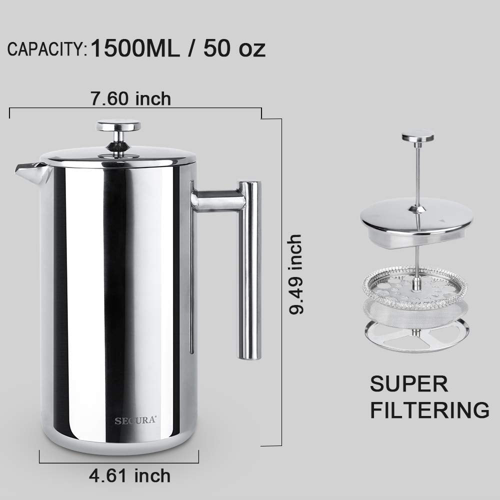 Secura French Press ready for everyday brewing in a kitchen setting.