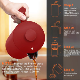 Secura French Press pours coffee into a mug with rich aroma.