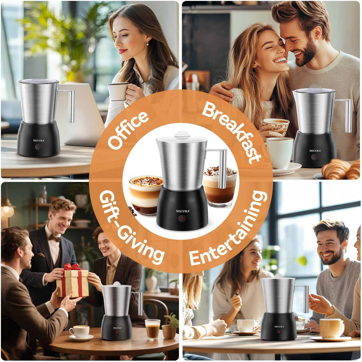 Secura hot-milk foam function delivers cafe-quality texture at home.