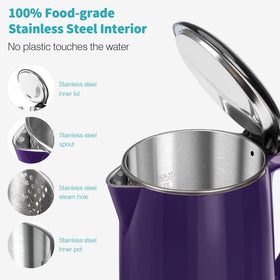 Secura kettle stainless steel interior close-up emphasizing durable water contact