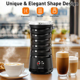 Secura milk frother produces cold foam for iced beverages.