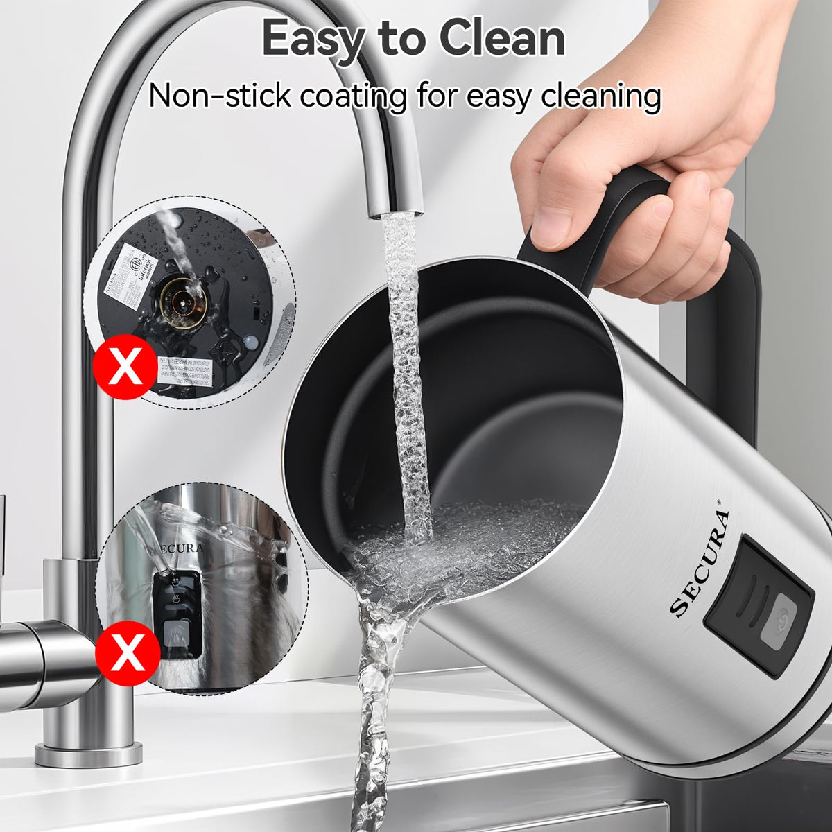 Secura frother detachable base and cleaning brush included