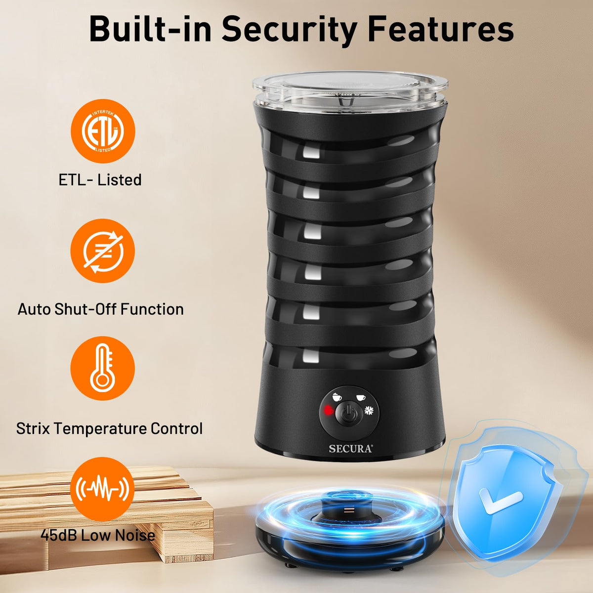 Secura milk warmer heats milk to serving temperature.